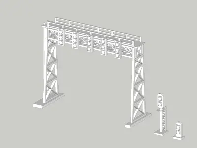 Signal Gantry and Block Signal Set by Outland Models Low-poly 3D model