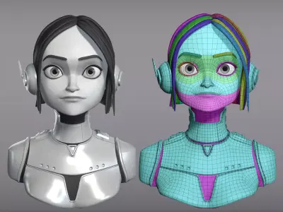 Cartoon female character Lisa base mesh 3D model