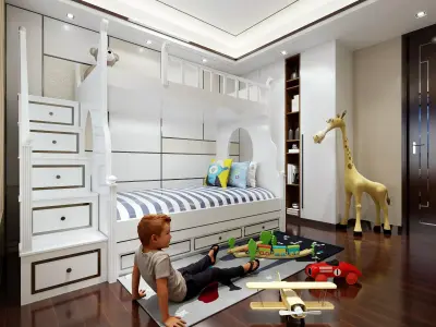 Modern Boy Children Bedroom 3D Model 3D model