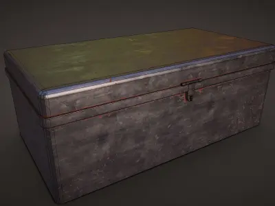 Trunk metal chest Low-poly 3D model