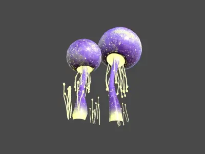 Fantasy Mushroom E08 Purple Yellow - Scene Backdrop Design Low-poly 3D model