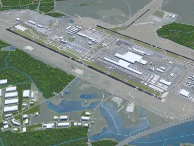 Raleigh Durham Airport Low-poly 3D model