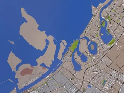 Sharjah City UAE Low-poly 3D model