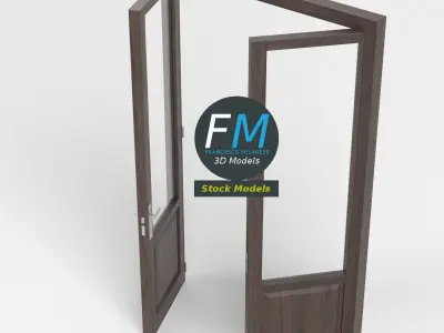 Glass panel double door 3D model