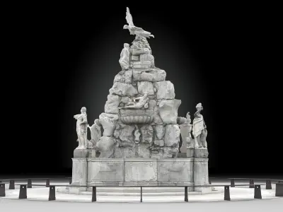  Fountain of the Four Continents Low-poly 3D model