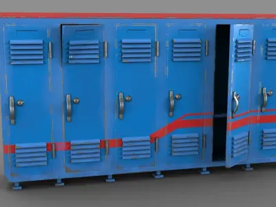 Stylized Lockers Low-poly 3D model