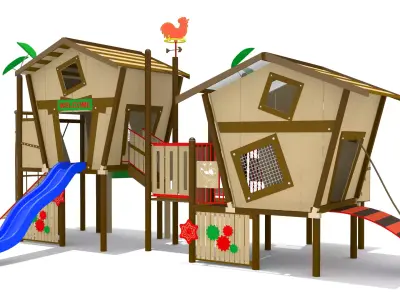 Wooden Playground Low-poly 3D model