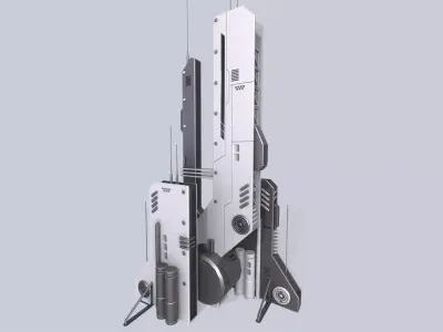 Futuristic building Low-poly 3D model 4