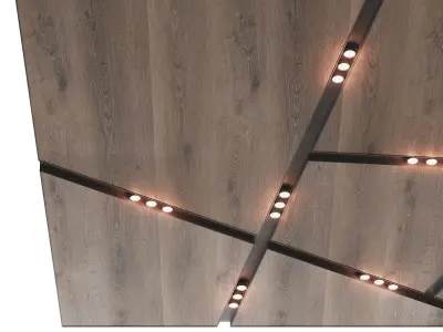 Wooden suspended ceiling with lighting 40 3D model