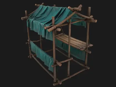 Market Stall Blue Tent Low-poly 3D model