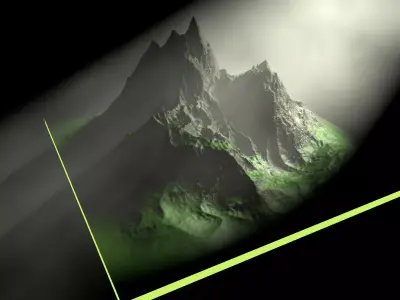 3D mountain with light shining 3D model