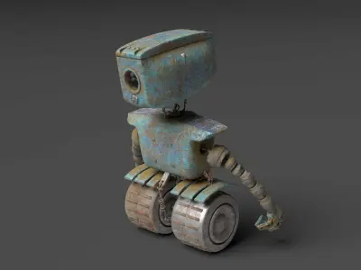 Robot rusty Low-poly 3D model