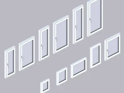 Set of low-poly univalve windows Low-poly 3D model