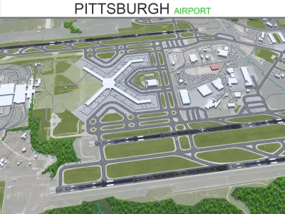 Pittsburgh Airport 12km Low-poly 3D model