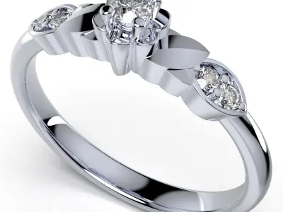 Engagement Ring Light Weight Solitaire Ring CAD Design-PI0004 3D print model