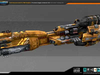 Federation Dreadnought 2D Low-poly 3D model