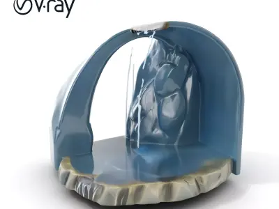 Natural Waterfall Cave Model Pack for Realistic Environments Low-poly 3D model