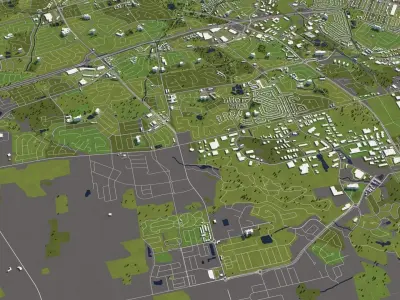 Kitchener Canada 50x50km 3D City Map 3D model