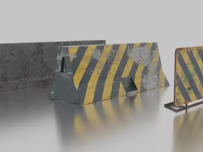 Dirty Concrete Street Barrier Pack 3D model