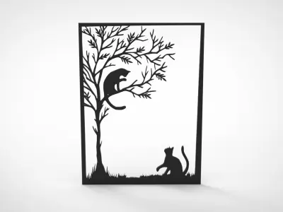 CAT WALL DECORATIVE 3D print model