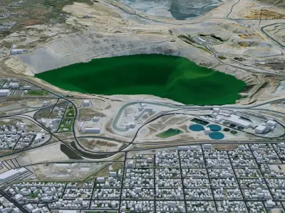 Opencast Mine Silver Bow Creek - Butte Montana USA - 3D Terrain Low-poly 3D model