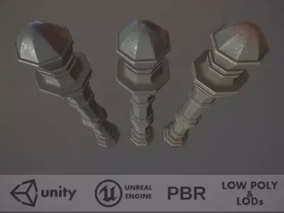 Barrier Bollard Pack 2 v1 Gray Three Texture Options Low-poly 3D model