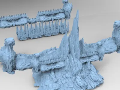 Alien organic Robot statue 3 models 3D model