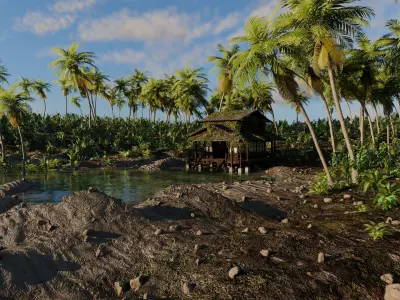 Tropical Cabin Scene 3D model