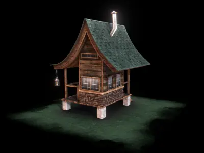 Rustic Cabin Low-poly 3D model