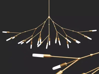 Branch Made-to-order Brass Chandelier 3D model