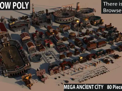 Ancient Roman Bath Low-poly 3D model