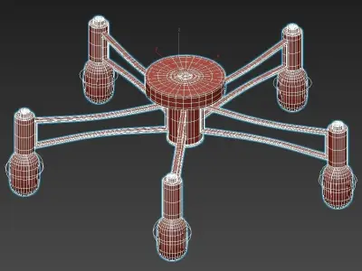 potolochnaya-1523-5u five light ceiling fixture in antique br... 3D model