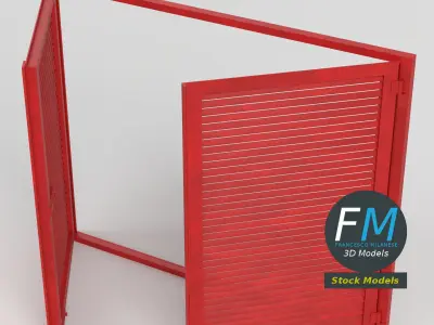 Two-panel vintage metal shutter 3D model