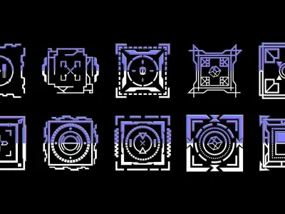 50 Sci-Fi Hologram Normal Map and Alpha Vol 2 3D model