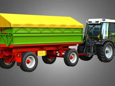SKE 50 - Electric Tractor with Fortschritt HW-80 Trailer 3D Model Pack