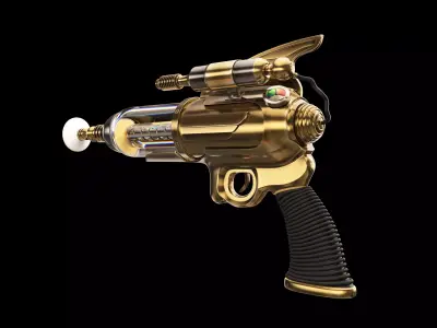 Ray gun Steampunk Low-poly 3D model
