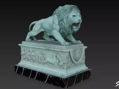 Lion Statue V16 Low-poly 3D model