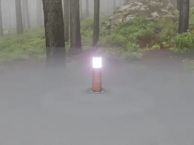 Wooden Light-Column 9 - Low-Poly Street-Light Set-9  Low-poly 3D model