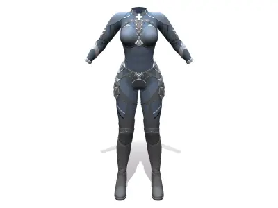 Female Navy Sci-fi Bodysuit Low-poly 3D model