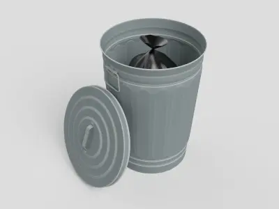 3 trash cans 3D model