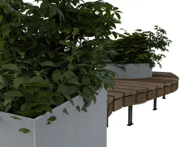 public wooden bench Low-poly 3D model