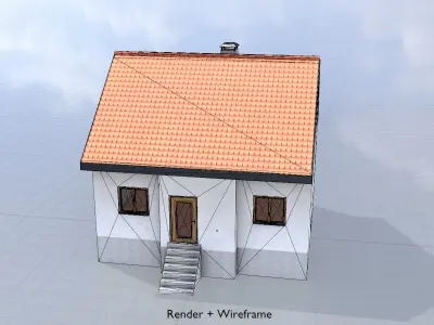 Modern single-family house version 1 L Low-poly 3D model