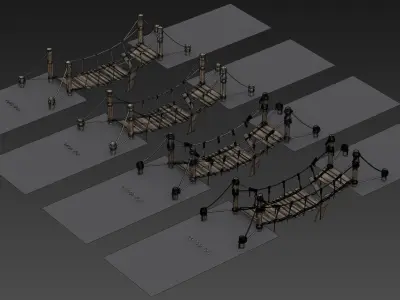Rope Bridge Low-poly 3D model