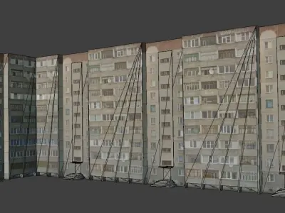 russian soviet panel building Low-poly 3D model