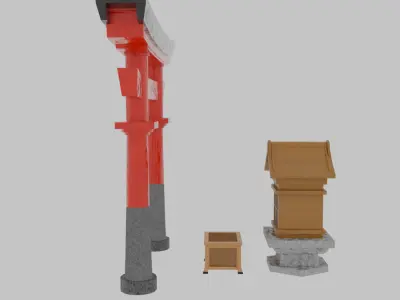 Japanese shrine set 3D model