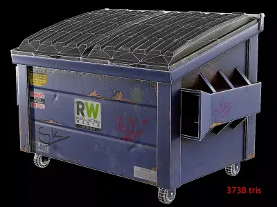 Trash Container Low-poly 3D model purchase