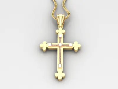 High Cross Pendant Light Gold 18K 4CP095 3D print model