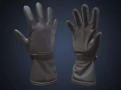 Black winter gloves Low-poly 3D model