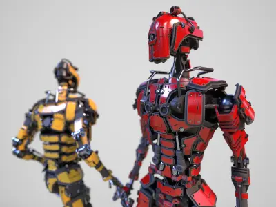 Gamerady robot with 6 color options Low-poly 3D model