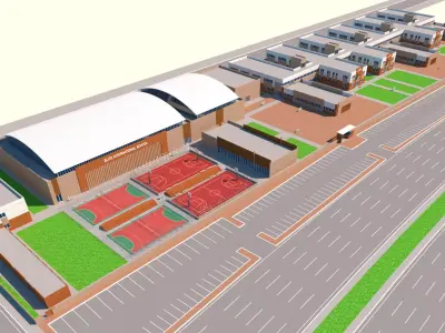 high school  exterior-interior 3D model